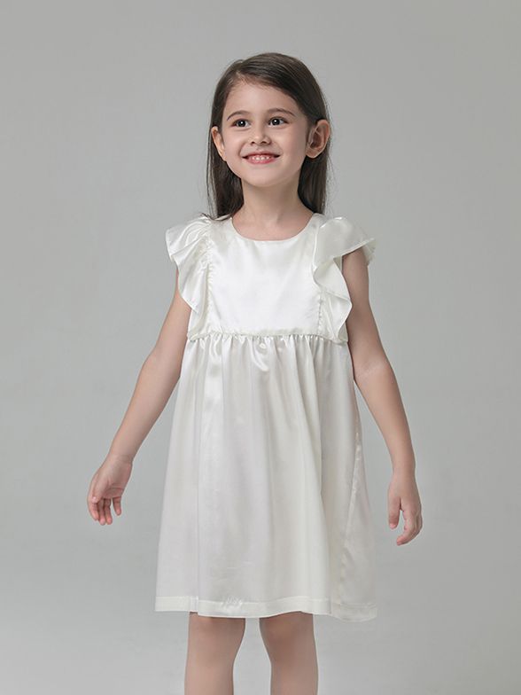 19 Momme Girls Nice Silk Nightgown With Ruffles